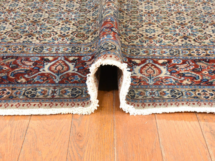 6'7" x 9'10" Vintage Hand Knotted Ivory Wool Rectangle Oriental Rug - MOA10278529