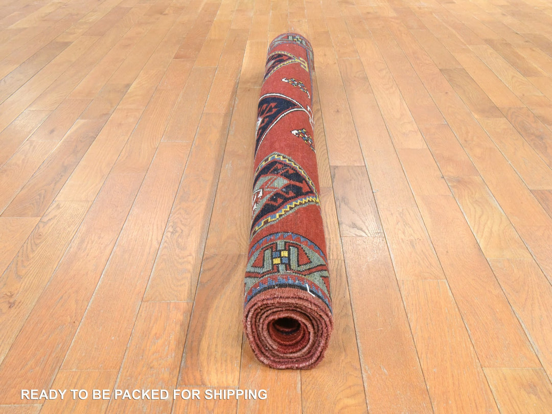 4'9" x 7'1" Vintage Hand Knotted Red Wool Rectangle Oriental Rug - MOA10278531