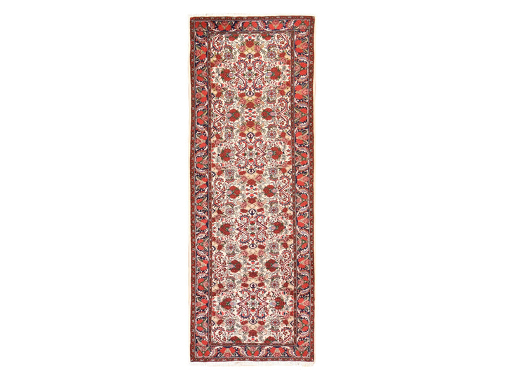 3'4" x 9'4" Vintage Hand Knotted Ivory Wool Runner Oriental Rug - MOA10278532