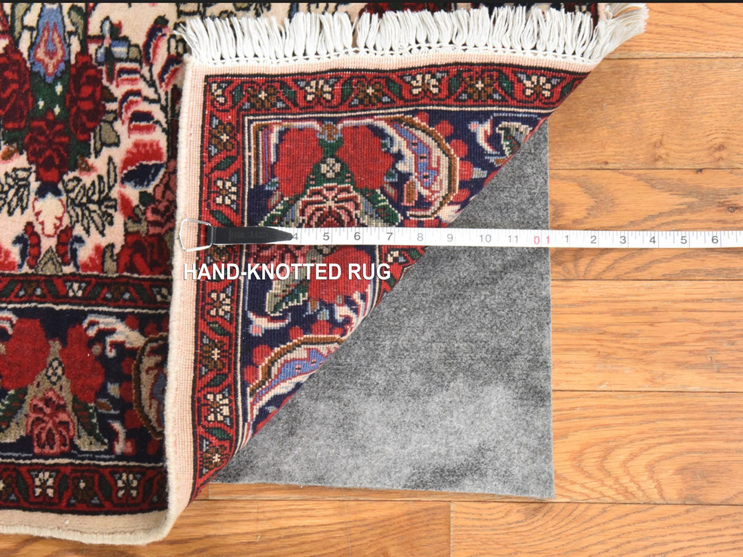 3'4" x 9'4" Vintage Hand Knotted Ivory Wool Runner Oriental Rug - MOA10278532