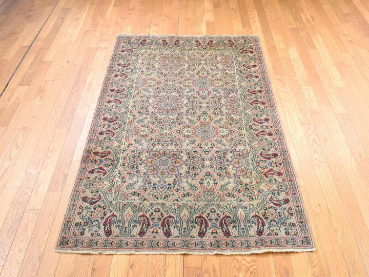 4'1" x 5'10" Vintage Hand Knotted Brown Wool Rectangle Oriental Rug - MOA10278533