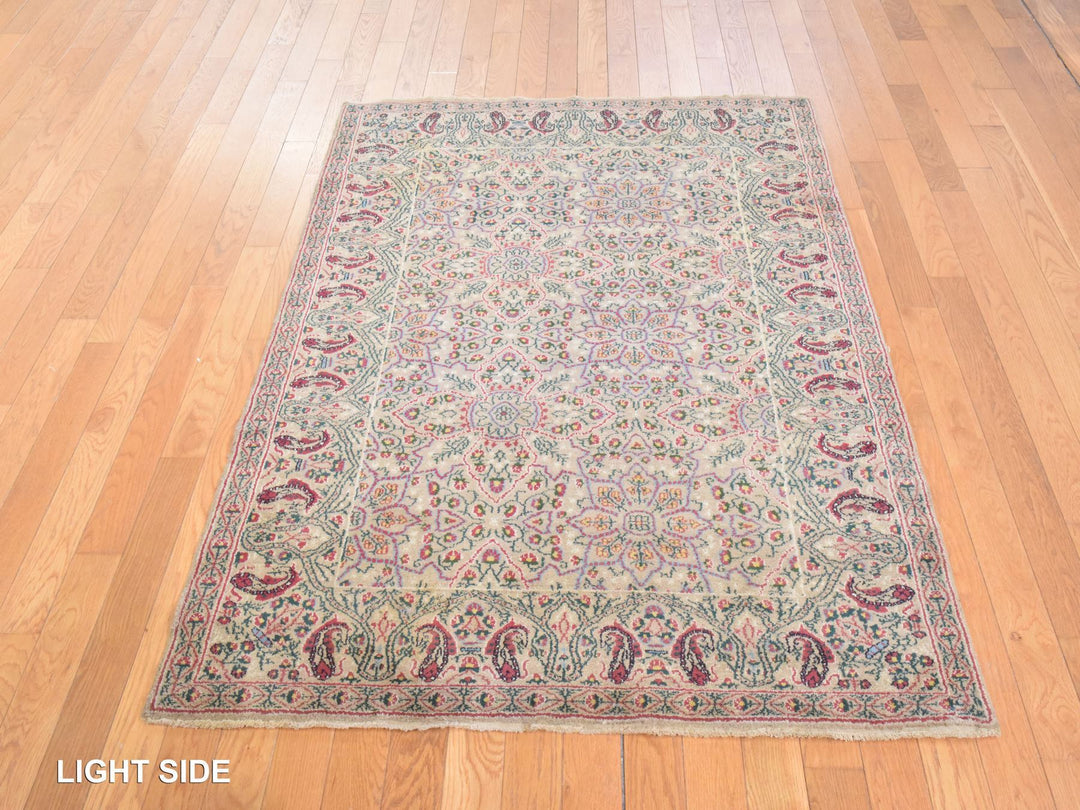4'1" x 5'10" Vintage Hand Knotted Brown Wool Rectangle Oriental Rug - MOA10278533