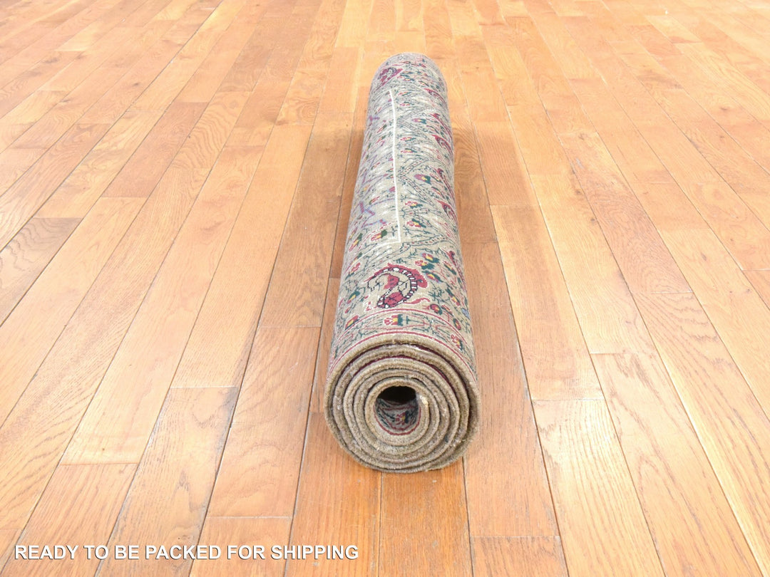 4'1" x 5'10" Vintage Hand Knotted Brown Wool Rectangle Oriental Rug - MOA10278533