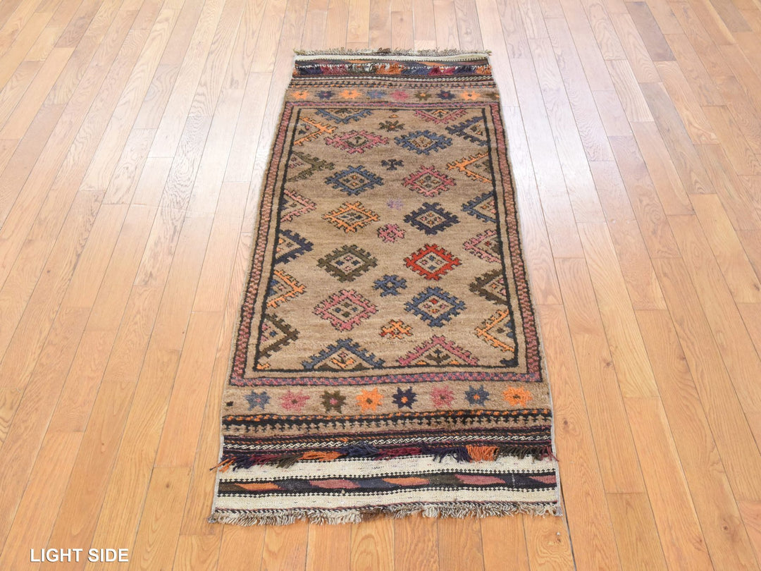 2'4" x 5'10" Vintage Hand Knotted Brown Wool Runner Oriental Rug - MOA10278534