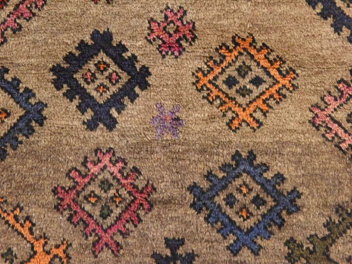 2'4" x 5'10" Vintage Hand Knotted Brown Wool Runner Oriental Rug - MOA10278534