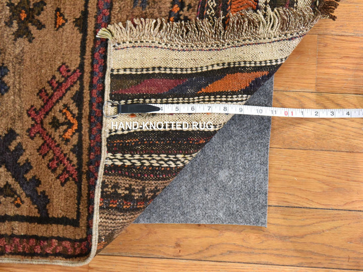 2'4" x 5'10" Vintage Hand Knotted Brown Wool Runner Oriental Rug - MOA10278534