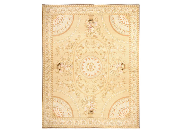 12'2" x 15'2" New Hand Knotted Beige Wool Rectangle Oriental Rug - MOA10278536