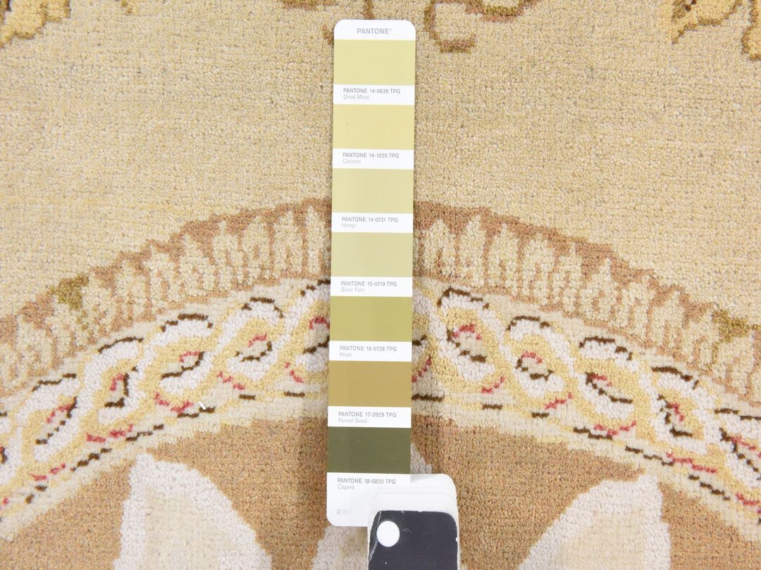 12'2" x 15'2" New Hand Knotted Beige Wool Rectangle Oriental Rug - MOA10278536