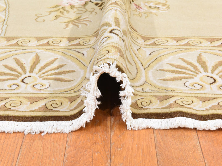 12'2" x 15'2" New Hand Knotted Beige Wool Rectangle Oriental Rug - MOA10278536