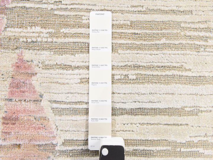 9'0" x 12'0" New Hand Knotted Ivory Wool & Silk Rectangle Oriental Rug - MOA10278537