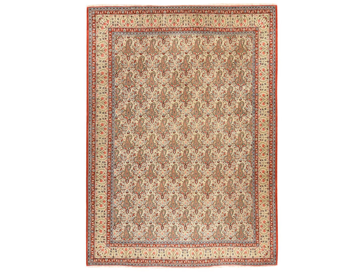 7'10" x 10'9" Vintage Hand Knotted Ivory Wool Rectangle Oriental Rug - MOA10278539