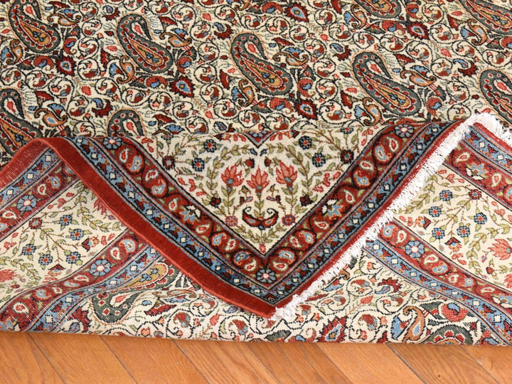 7'10" x 10'9" Vintage Hand Knotted Ivory Wool Rectangle Oriental Rug - MOA10278539