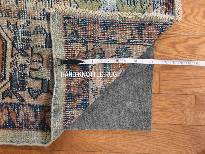 8'3" x 11'2" Vintage Hand Knotted Beige Wool Rectangle Oriental Rug - MOA10278540
