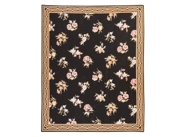 7'8" x 9'5" New Hand Stitched Black Wool Rectangle Oriental Rug - MOA10278541