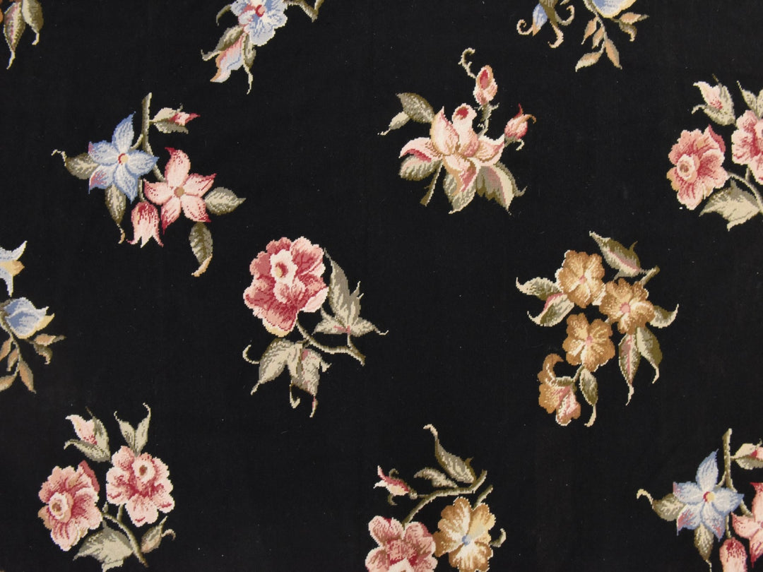 7'8" x 9'5" New Hand Stitched Black Wool Rectangle Oriental Rug - MOA10278541