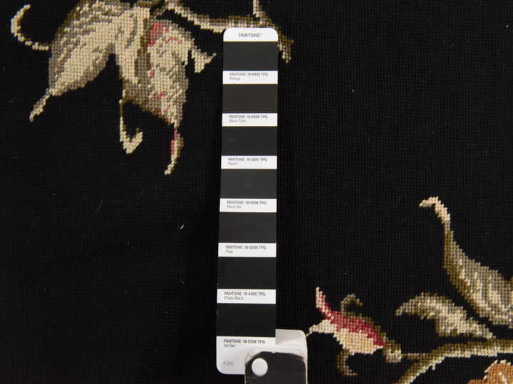 7'8" x 9'5" New Hand Stitched Black Wool Rectangle Oriental Rug - MOA10278541