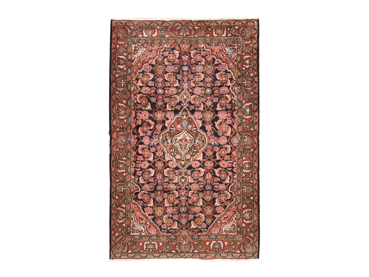 4'0" x 6'5" Vintage Hand Knotted Blue Wool Rectangle Oriental Rug - MOA10278544