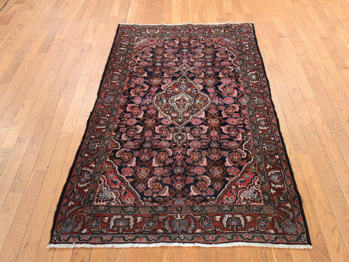 4'0" x 6'5" Vintage Hand Knotted Blue Wool Rectangle Oriental Rug - MOA10278544