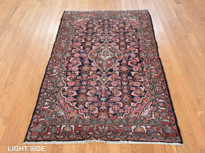 4'0" x 6'5" Vintage Hand Knotted Blue Wool Rectangle Oriental Rug - MOA10278544