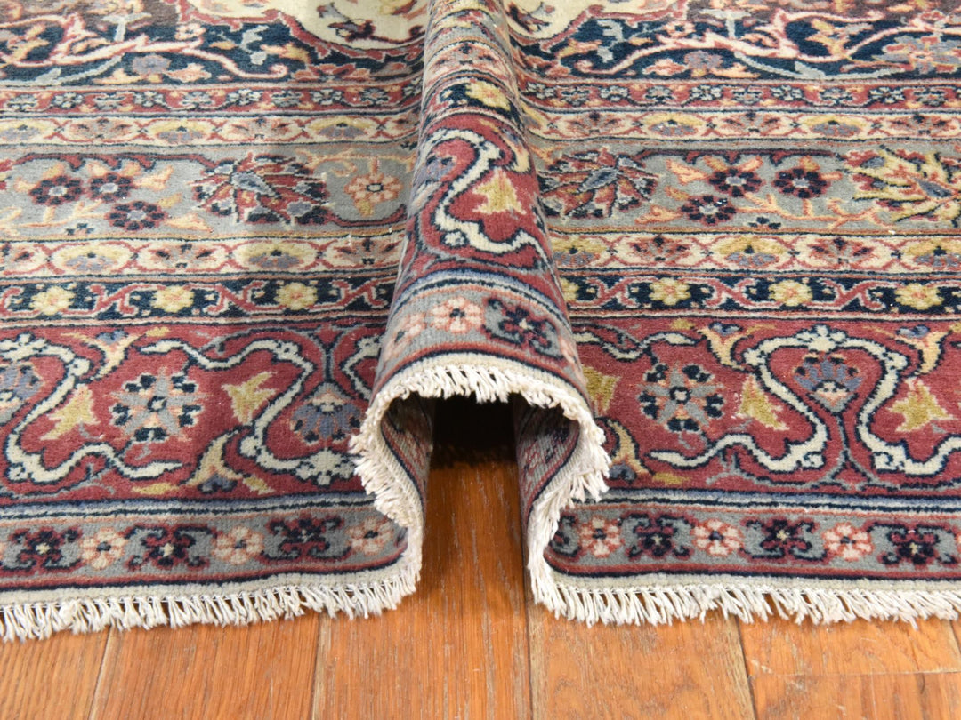6'6" x 10'2" Vintage Hand Knotted Ivory Wool Rectangle Oriental Rug - MOA10278546
