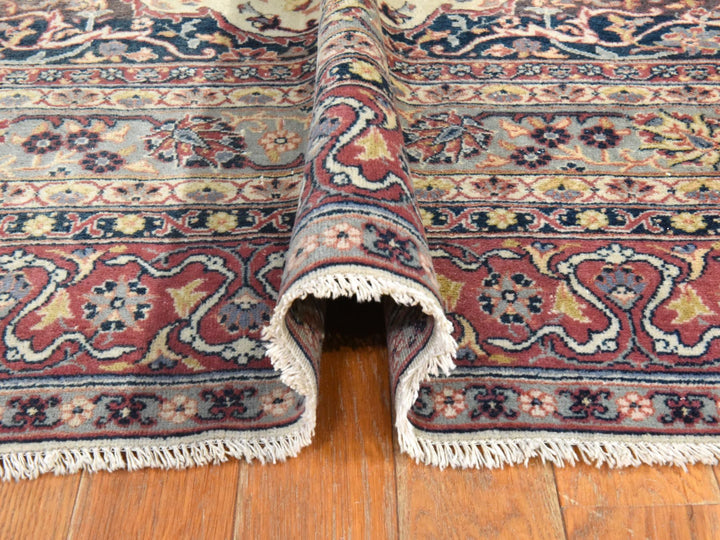 6'6" x 10'2" Vintage Hand Knotted Ivory Wool Rectangle Oriental Rug - MOA10278546