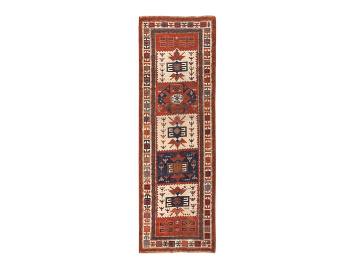 3'6" x 12'2" Vintage Hand Knotted Ivory Wool Runner Oriental Rug - MOA10278547