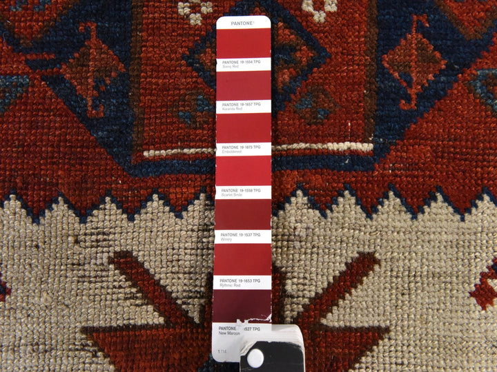 3'6" x 12'2" Vintage Hand Knotted Ivory Wool Runner Oriental Rug - MOA10278547
