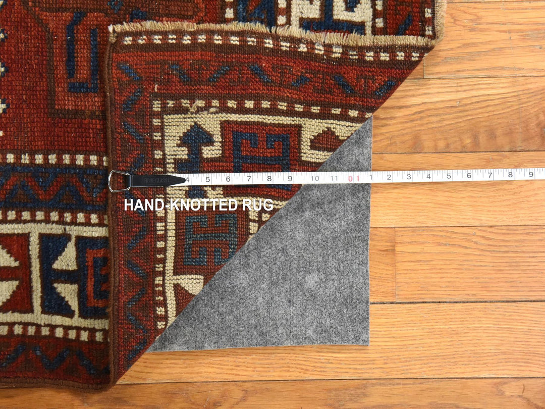 3'6" x 12'2" Vintage Hand Knotted Ivory Wool Runner Oriental Rug - MOA10278547