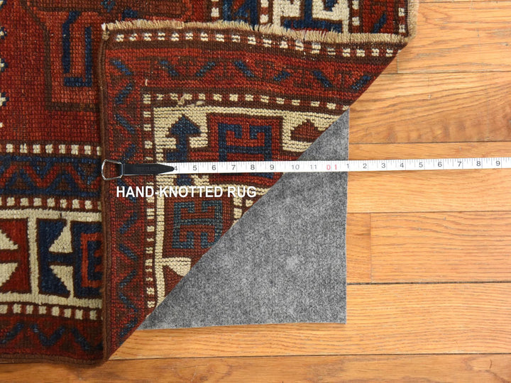 3'6" x 12'2" Vintage Hand Knotted Ivory Wool Runner Oriental Rug - MOA10278547