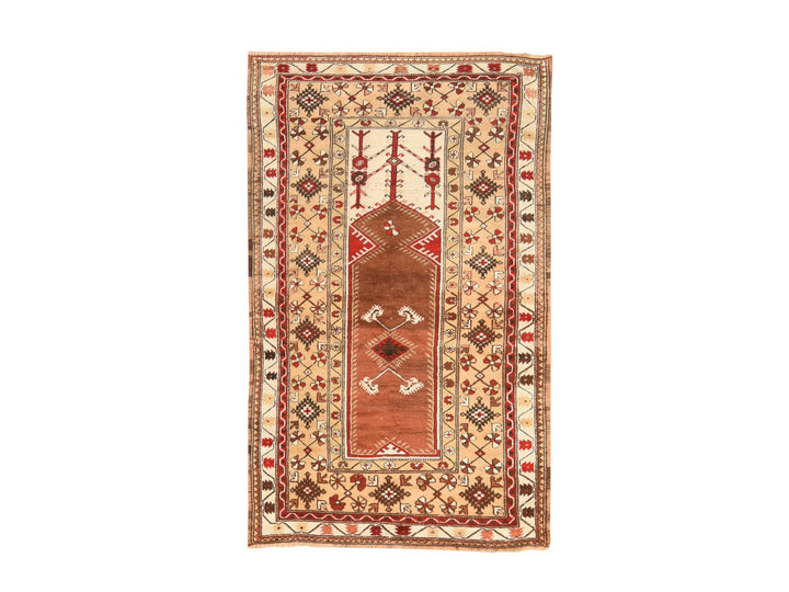 4'1" x 6'0" Vintage Hand Knotted Brown Wool Rectangle Oriental Rug - MOA10278548