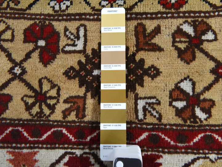 4'1" x 6'0" Vintage Hand Knotted Brown Wool Rectangle Oriental Rug - MOA10278548