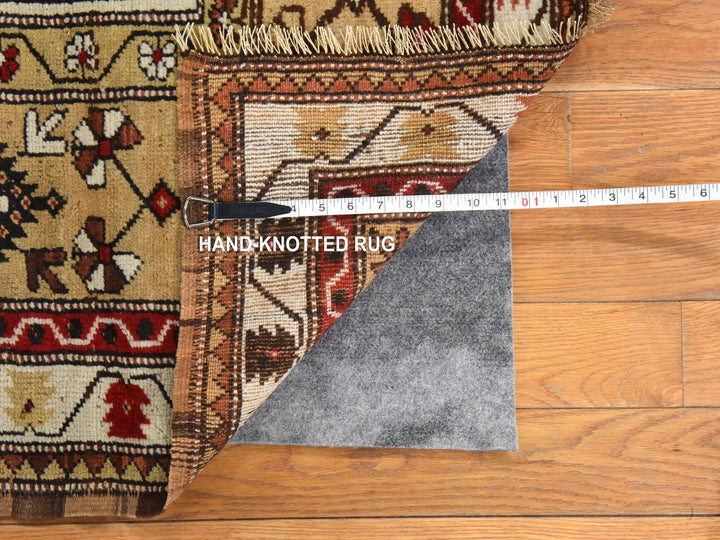 4'1" x 6'0" Vintage Hand Knotted Brown Wool Rectangle Oriental Rug - MOA10278548