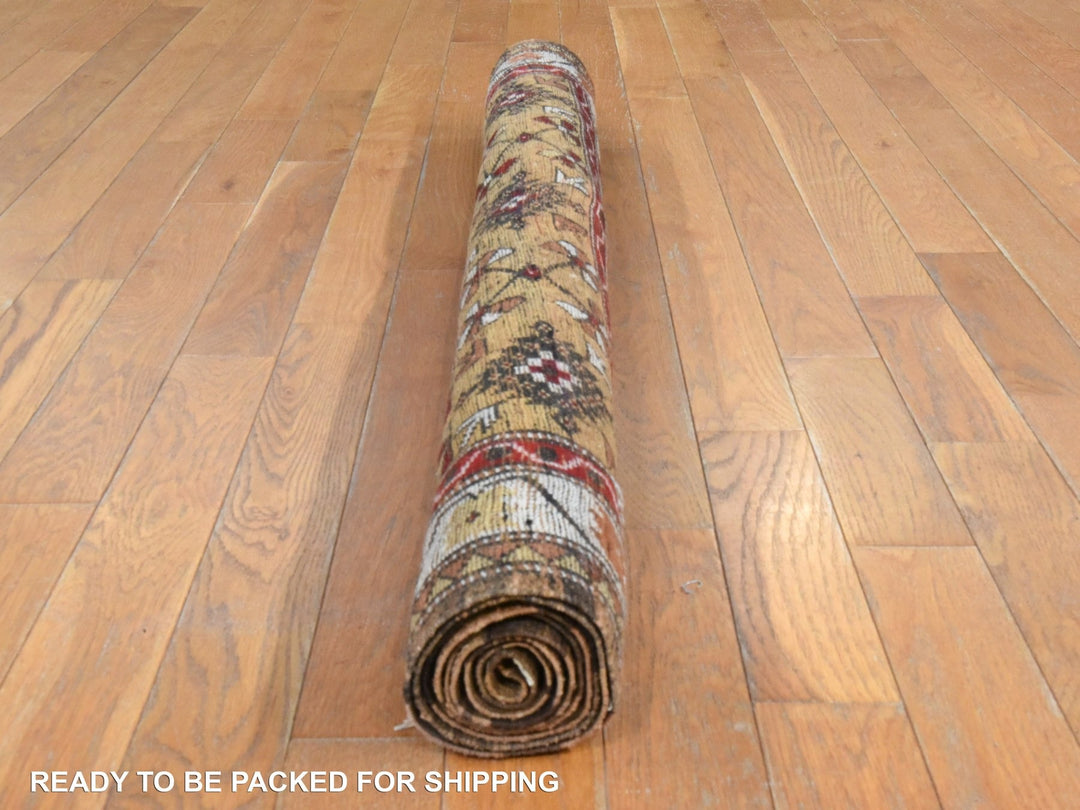 4'1" x 6'0" Vintage Hand Knotted Brown Wool Rectangle Oriental Rug - MOA10278548