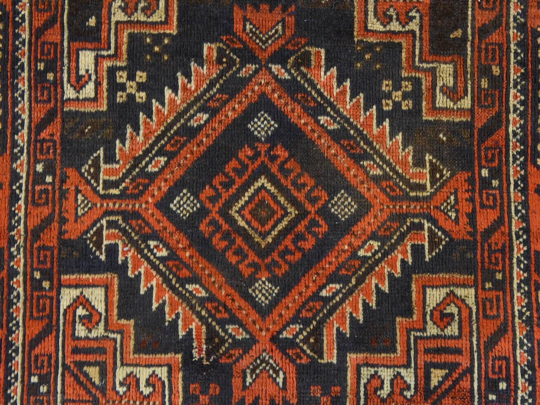 3'3" x 9'6" Vintage Hand Knotted Brown Wool Runner Oriental Rug - MOA10278549