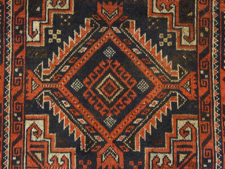 3'3" x 9'6" Vintage Hand Knotted Brown Wool Runner Oriental Rug - MOA10278549