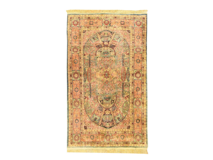 2'10" x 5'2" New Hand Knotted Brown Silk Rectangle Oriental Rug - MOA10278550