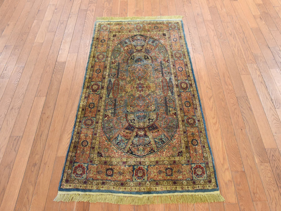 2'10" x 5'2" New Hand Knotted Brown Silk Rectangle Oriental Rug - MOA10278550