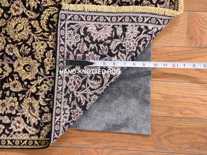 2'0" x 3'4" New Hand Knotted Black Silk Rectangle Oriental Rug - MOA10278553