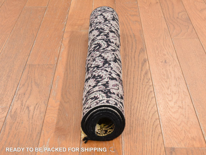 2'0" x 3'4" New Hand Knotted Black Silk Rectangle Oriental Rug - MOA10278553