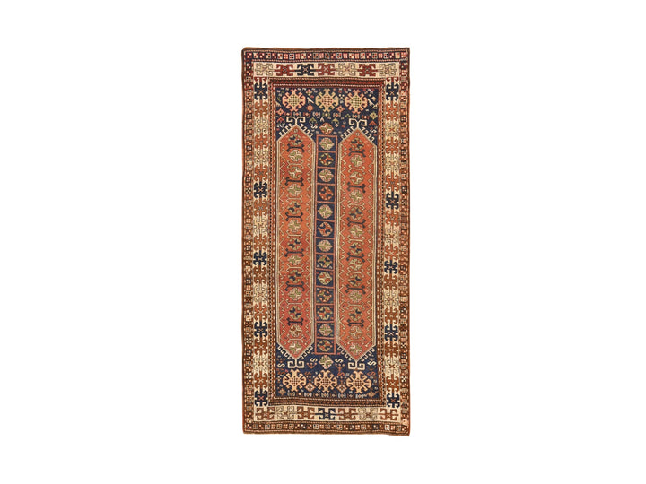 4'1" x 9'3" Vintage Hand Knotted Blue Wool Runner Oriental Rug - MOA10278555