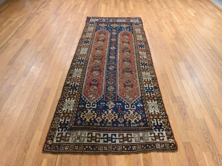 4'1" x 9'3" Vintage Hand Knotted Blue Wool Runner Oriental Rug - MOA10278555