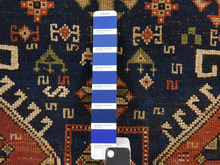 4'1" x 9'3" Vintage Hand Knotted Blue Wool Runner Oriental Rug - MOA10278555