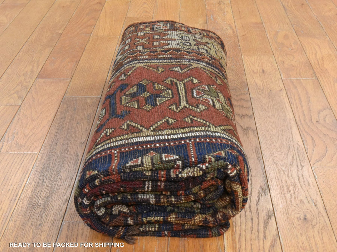 4'1" x 9'3" Vintage Hand Knotted Blue Wool Runner Oriental Rug - MOA10278555