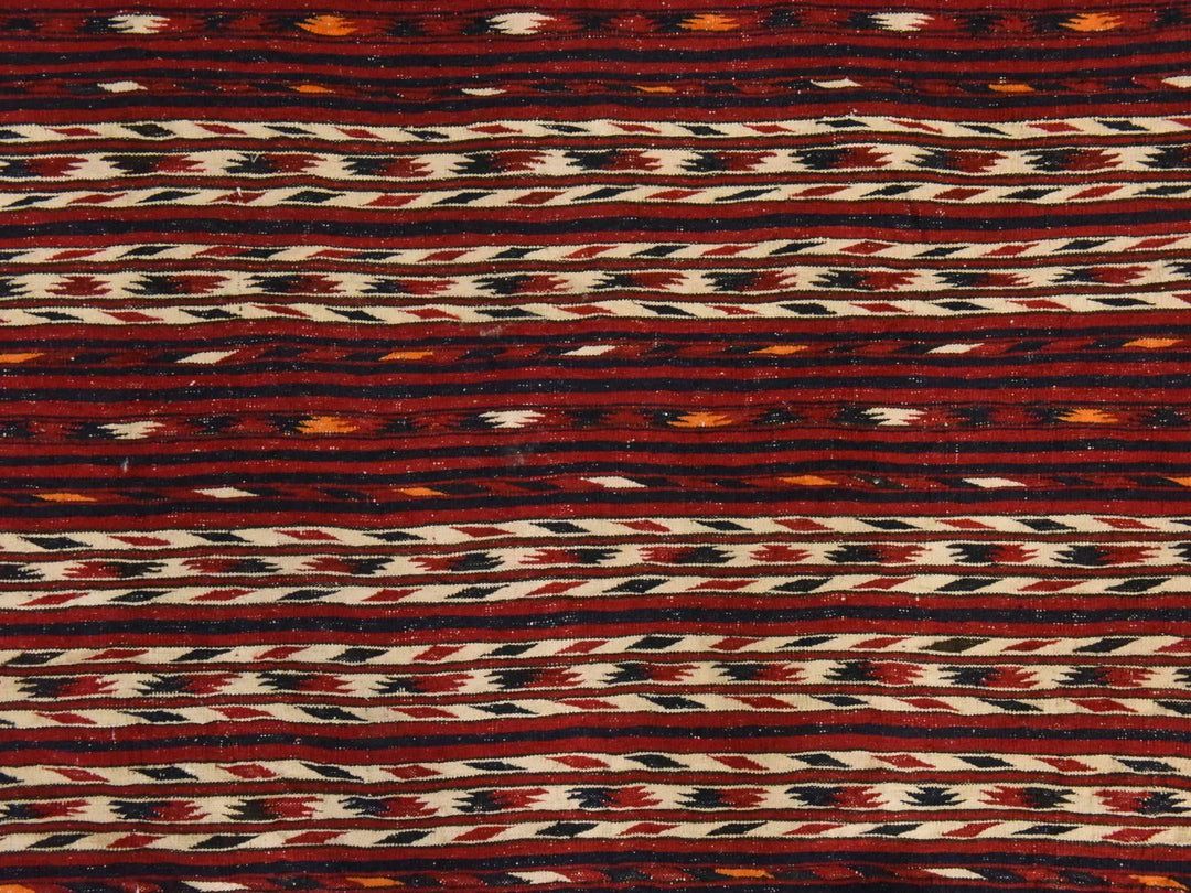 3'5" x 6'5" Vintage Hand Woven Red Wool Rectangle Oriental Rug - MOA10278556