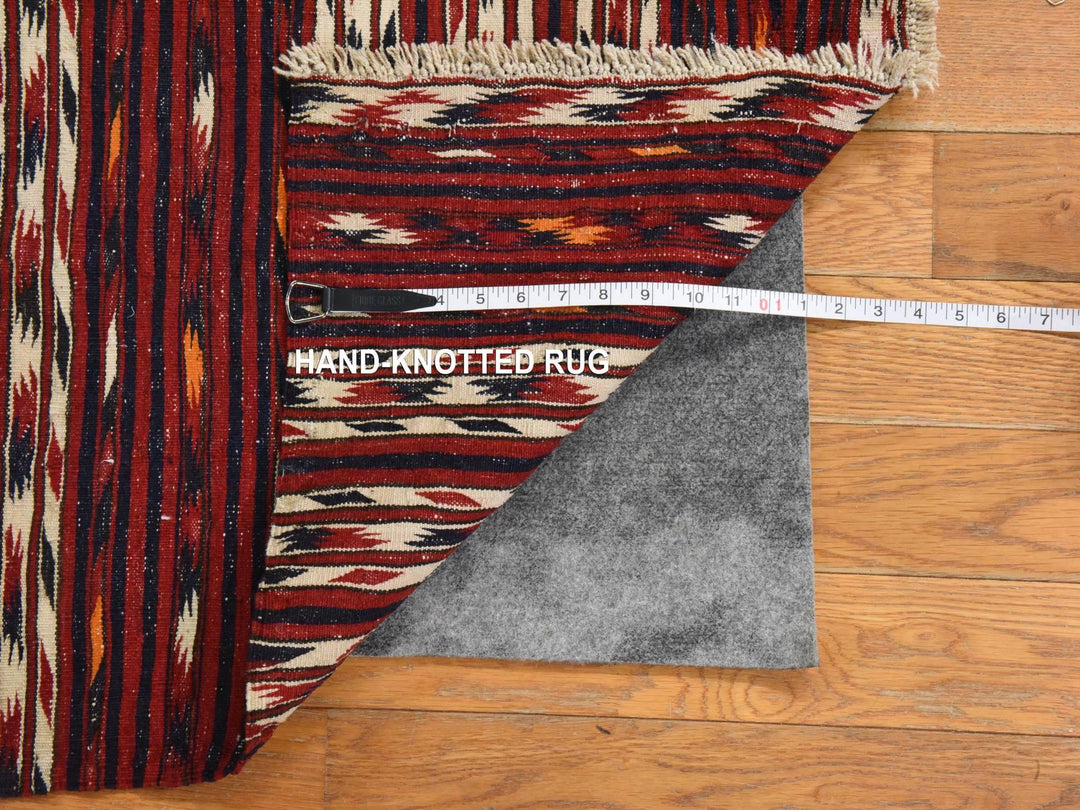 3'5" x 6'5" Vintage Hand Woven Red Wool Rectangle Oriental Rug - MOA10278556