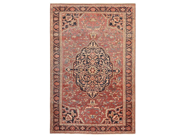 6'7" x 10'2" Vintage Hand Knotted Red Wool Rectangle Oriental Rug - MOA10278557