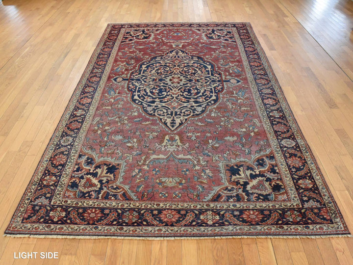 6'7" x 10'2" Vintage Hand Knotted Red Wool Rectangle Oriental Rug - MOA10278557