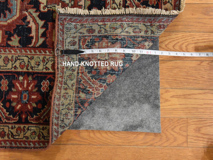 6'7" x 10'2" Vintage Hand Knotted Red Wool Rectangle Oriental Rug - MOA10278557