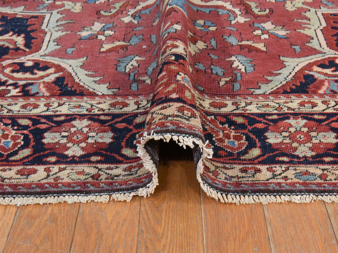 6'7" x 10'2" Vintage Hand Knotted Red Wool Rectangle Oriental Rug - MOA10278557