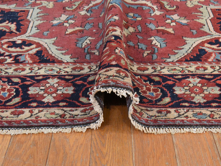 6'7" x 10'2" Vintage Hand Knotted Red Wool Rectangle Oriental Rug - MOA10278557